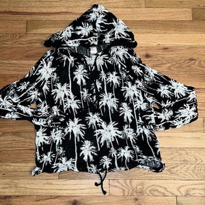 H&M Palm Tree Print Cropped Hoodie Size M